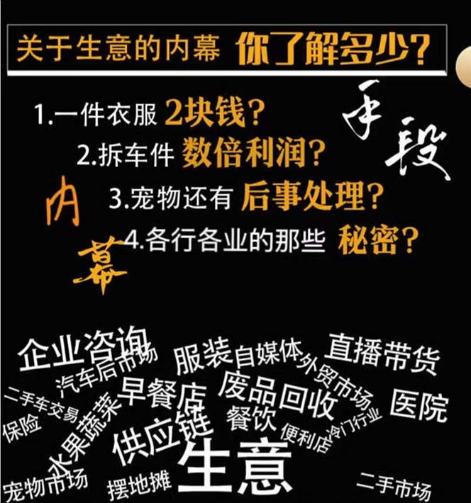 20250314042303-67d3af27645f5.jpg 生意内幕·与手段:行业内幕、冷门行业、尾货处理、废品回收、空手套白狼..