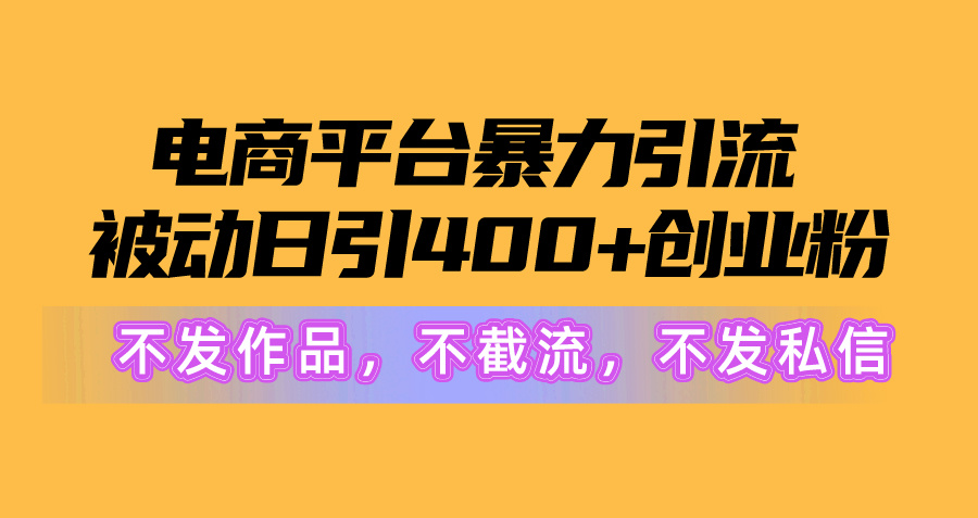 20250314132250-67d42daae4d52.jpg 电商平台暴力引流,被动日引400+创业粉不发作品,不截流,不发私信