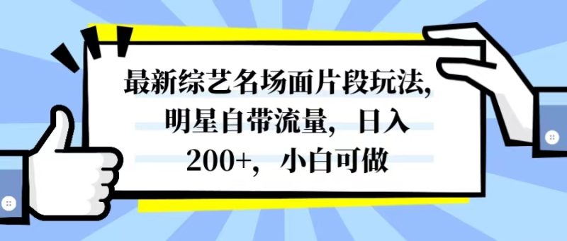 最新综艺名场面片段玩法,明星自带流量,日入200+,小白可做睿集资源栈-网赚项目-副业赚钱-互联网创业-资源整合睿集资源栈
