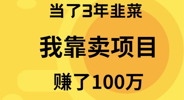 当了3年韭菜，我靠卖项目赚了100万睿集资源栈-网赚项目-副业赚钱-互联网创业-资源整合睿集资源栈