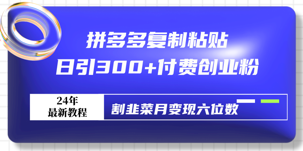 拼多多复制粘贴日引300+付费创业粉，割韭菜月变现六位数最新教程！睿集资源栈-网赚项目-副业赚钱-互联网创业-资源整合睿集资源栈
