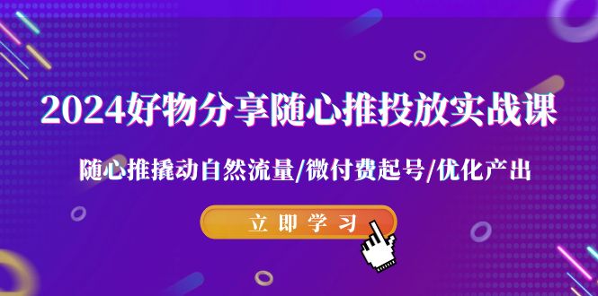 2024好物分享-随心推投放实战课 随心推撬动自然流量/微付费起号/优化产出睿集资源栈-网赚项目-副业赚钱-互联网创业-资源整合睿集资源栈