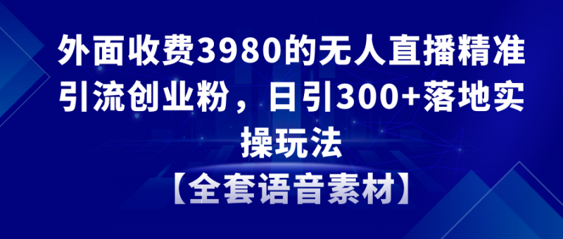 无人直播精准引流创业粉,日引300+落地实操玩法【全套语音素材】睿集资源栈-网赚项目-副业赚钱-互联网创业-资源整合睿集资源栈