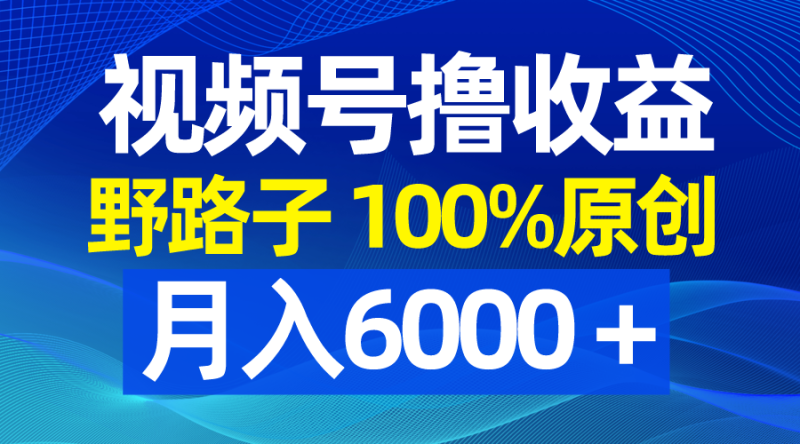 视频号野路子撸收益,100%原创,条条爆款,月入6000+睿集资源栈-网赚项目-副业赚钱-互联网创业-资源整合睿集资源栈