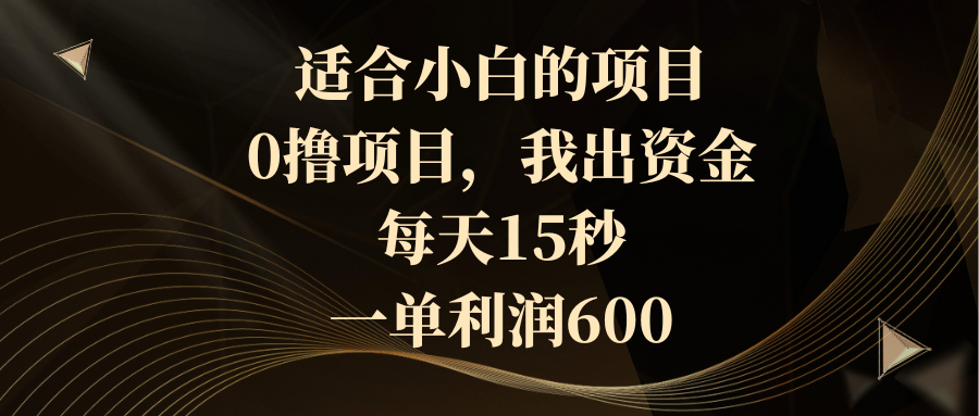 适合小白的项目，0撸项目，我出资金，每天15秒，一单利润600睿集资源栈-网赚项目-副业赚钱-互联网创业-资源整合睿集资源栈
