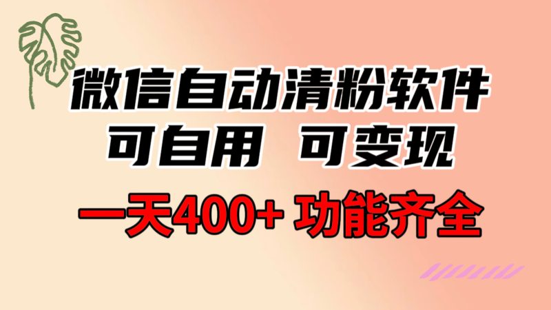 功能齐全的微信自动清粉软件,可自用可变现,一天400+,0成本免费分享睿集资源栈-网赚项目-副业赚钱-互联网创业-资源整合睿集资源栈