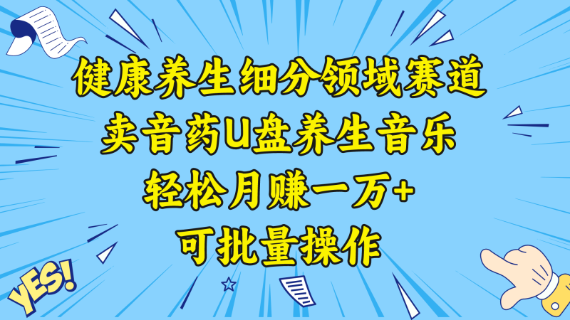 健康养生细分领域赛道,卖音药U盘养生音乐,轻松月赚一万+,可批量操作睿集资源栈-网赚项目-副业赚钱-互联网创业-资源整合睿集资源栈