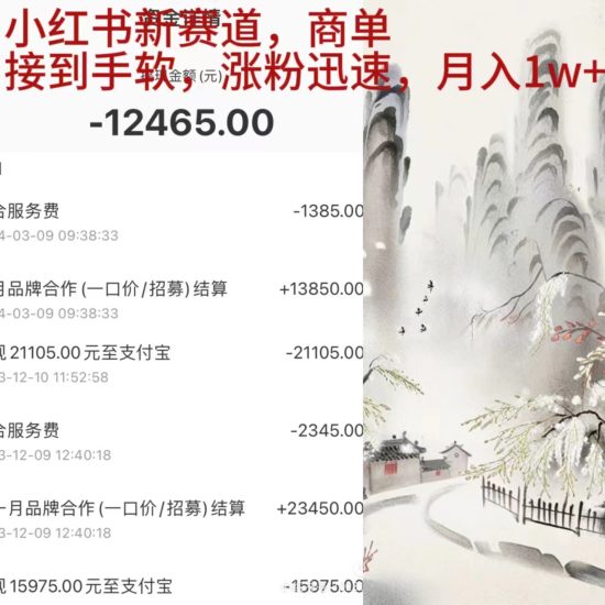 小红书新赛道,商单接到手软,涨粉迅速,月入1w+睿集资源栈-网赚项目-副业赚钱-互联网创业-资源整合睿集资源栈