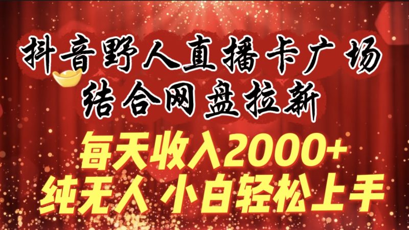 每天收入2000+,抖音野人直播卡广场,结合网盘拉新,纯无人,小白轻松上手睿集资源栈-网赚项目-副业赚钱-互联网创业-资源整合睿集资源栈