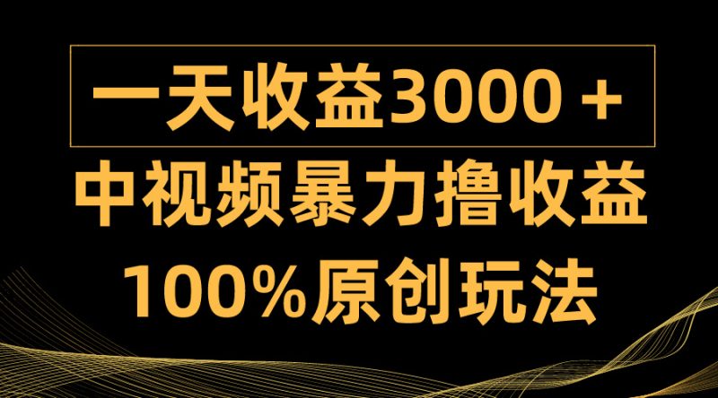 中视频暴力撸收益,日入3000+,100%原创玩法,小白轻松上手多种变现方式睿集资源栈-网赚项目-副业赚钱-互联网创业-资源整合睿集资源栈