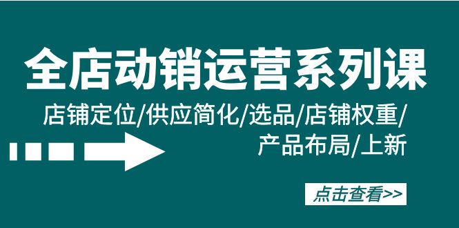 全店·动销运营系列课：店铺定位/供应简化/选品/店铺权重/产品布局/上新睿集资源栈-网赚项目-副业赚钱-互联网创业-资源整合睿集资源栈