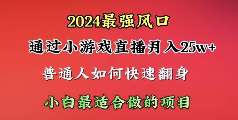 2024年最强风口,通过小游戏直播月入25w+单日收益5000+小白最适合做的项目睿集资源栈-网赚项目-副业赚钱-互联网创业-资源整合睿集资源栈