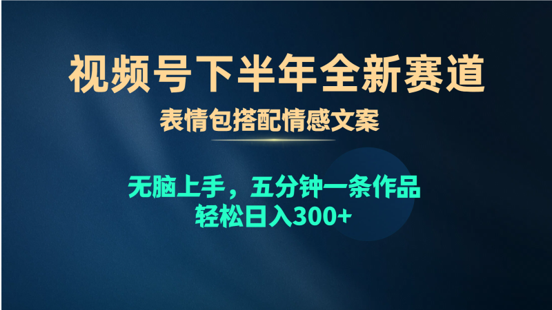视频号下半年全新赛道,表情包搭配情感文案 无脑上手,五分钟一条作品…睿集资源栈-网赚项目-副业赚钱-互联网创业-资源整合睿集资源栈