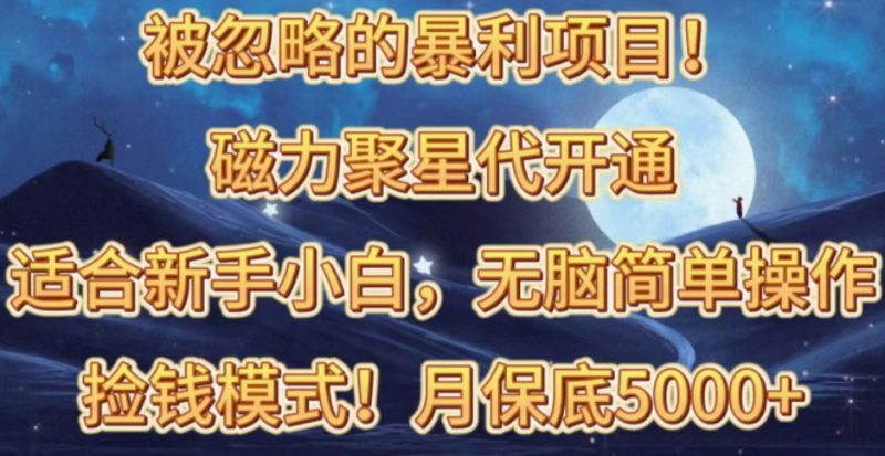 被忽略的暴利项目!磁力聚星代开通捡钱模式,轻松月入五六千睿集资源栈-网赚项目-副业赚钱-互联网创业-资源整合睿集资源栈