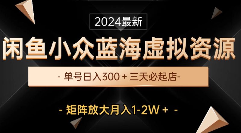 最新闲鱼小众蓝海虚拟资源,单号日入300+,三天必起店,矩阵放大月入1-2W睿集资源栈-网赚项目-副业赚钱-互联网创业-资源整合睿集资源栈