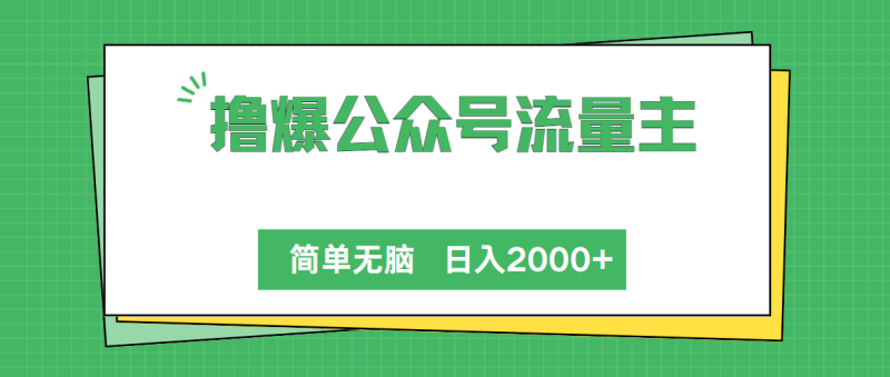 撸爆公众号流量主,简单无脑,单日变现2000+睿集资源栈-网赚项目-副业赚钱-互联网创业-资源整合睿集资源栈