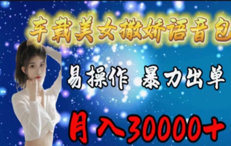 车载美女撒娇语音包,执行就出单,月入3000+,小白看完课程就能马上实操睿集资源栈-网赚项目-副业赚钱-互联网创业-资源整合睿集资源栈