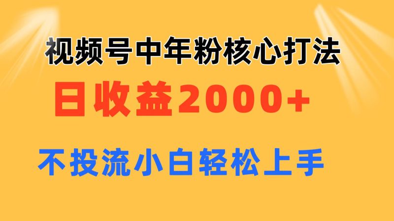 视频号中年粉核心玩法 日收益2000+ 不投流小白轻松上手睿集资源栈-网赚项目-副业赚钱-互联网创业-资源整合睿集资源栈