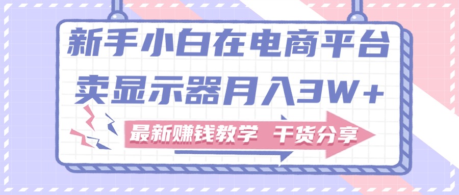 新手小白如何做到在电商平台卖显示器月入3W+，最新赚钱教学干货分享睿集资源栈-网赚项目-副业赚钱-互联网创业-资源整合睿集资源栈
