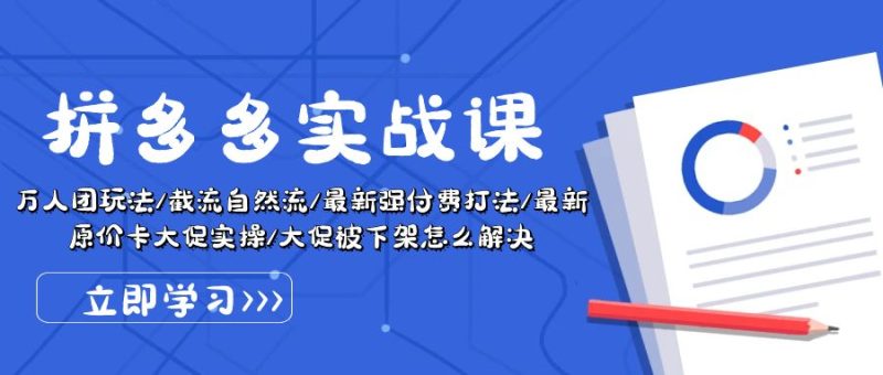 拼多多·实战课:万人团玩法/截流自然流/最新强付费打法/最新原价卡大促..睿集资源栈-网赚项目-副业赚钱-互联网创业-资源整合睿集资源栈