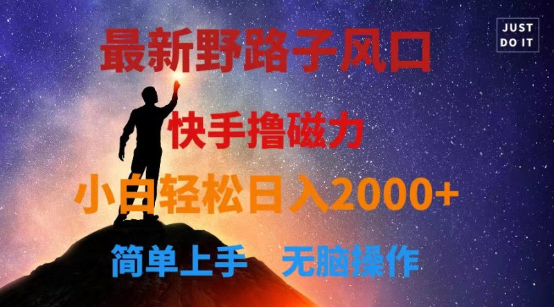 最新风口!快手撸磁力,野路子,小白无脑操作日入2000+睿集资源栈-网赚项目-副业赚钱-互联网创业-资源整合睿集资源栈
