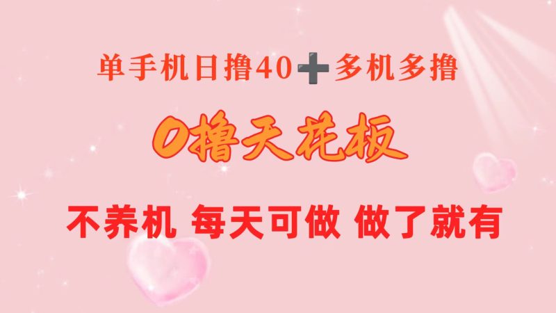 0撸天花板 单手机日收益40+ 2台80+ 单人可操作10台 做了就有 长期稳定睿集资源栈-网赚项目-副业赚钱-互联网创业-资源整合睿集资源栈