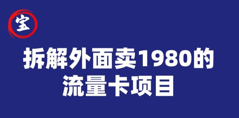 宝哥拆解外面卖1980手机流量卡项目,0成本无脑推广睿集资源栈-网赚项目-副业赚钱-互联网创业-资源整合睿集资源栈