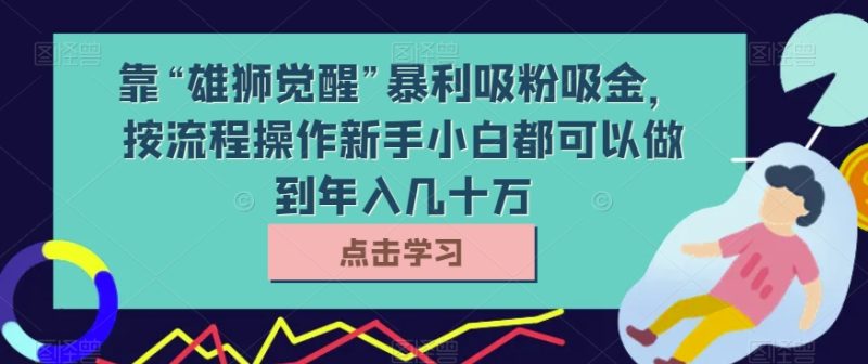 靠“雄狮觉醒”暴利吸粉吸金，按流程操作新手小白都可以做到年入几十万【揭秘】睿集资源栈-网赚项目-副业赚钱-互联网创业-资源整合睿集资源栈