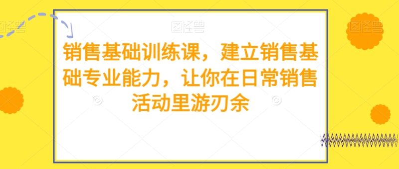 销售基础训练课,建立销售基础专业能力,让你在日常销售活动里游刃余睿集资源栈-网赚项目-副业赚钱-互联网创业-资源整合睿集资源栈