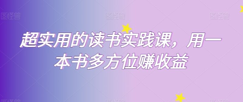 超实用的读书实践课,用一本书多方位赚收益睿集资源栈-网赚项目-副业赚钱-互联网创业-资源整合睿集资源栈