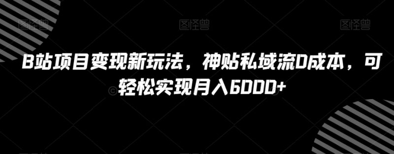 B站项目变现新玩法,神贴私域流0成本,可轻松实现月入6000+【揭秘】睿集资源栈-网赚项目-副业赚钱-互联网创业-资源整合睿集资源栈