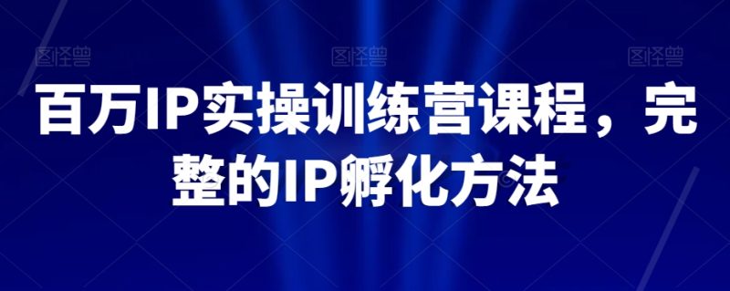 百万IP实操训练营课程,完整的IP孵化方法睿集资源栈-网赚项目-副业赚钱-互联网创业-资源整合睿集资源栈