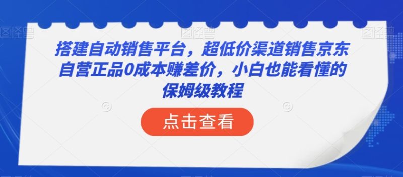 搭建自动销售平台,超低价渠道销售京东自营正品0成本赚差价,小白也能看懂的保姆级教程【揭秘】睿集资源栈-网赚项目-副业赚钱-互联网创业-资源整合睿集资源栈