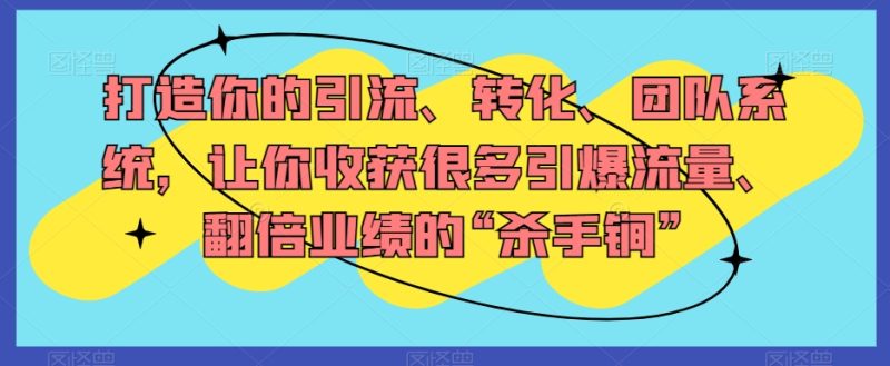 打造你的引流、转化、团队系统,让你收获很多引爆流量、翻倍业绩的“杀手锏”睿集资源栈-网赚项目-副业赚钱-互联网创业-资源整合睿集资源栈