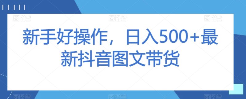 新手好操作，日入500+最新抖音图文带货【揭秘】睿集资源栈-网赚项目-副业赚钱-互联网创业-资源整合睿集资源栈