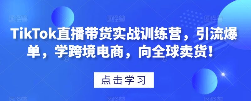 TikTok直播带货实战训练营,引流爆单,学跨境电商,向全球卖货!睿集资源栈-网赚项目-副业赚钱-互联网创业-资源整合睿集资源栈