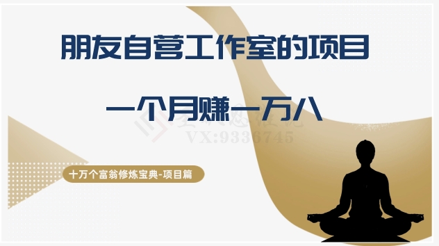 十万个富翁修炼宝典之16.朋友自营工作室的项目，一个月赚一万八睿集资源栈-网赚项目-副业赚钱-互联网创业-资源整合睿集资源栈