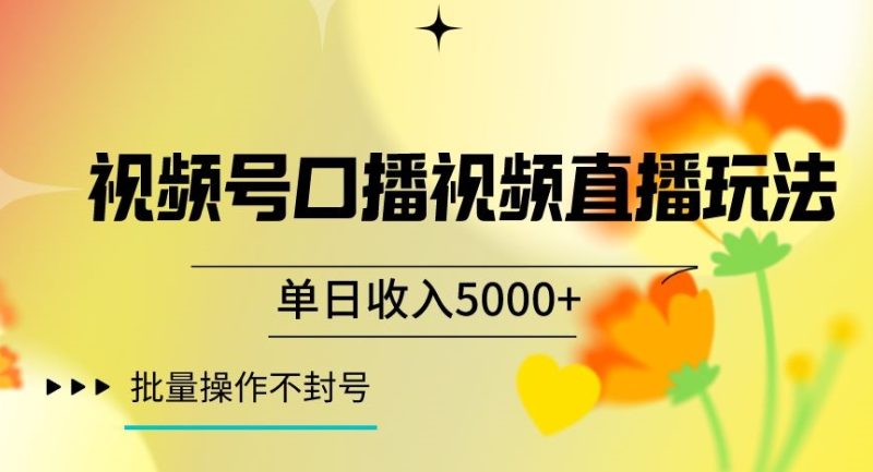 视频号囗播视频直播玩法,单日收入5000+,批量操作不封号【揭秘】睿集资源栈-网赚项目-副业赚钱-互联网创业-资源整合睿集资源栈
