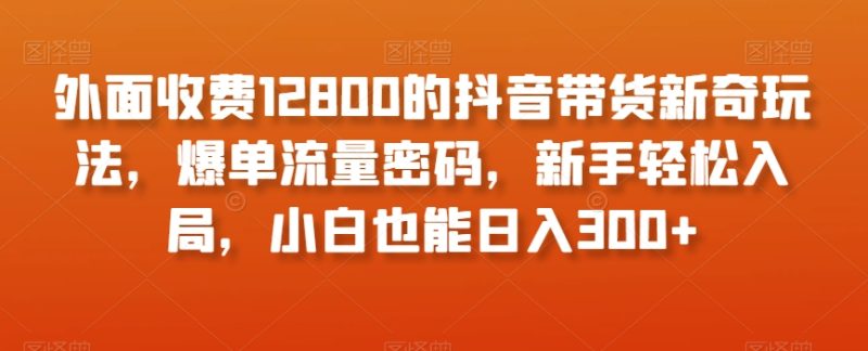 外面收费12800的抖音带货新奇玩法,爆单流量密码,新手轻松入局,小白也能日入300+【揭秘】睿集资源栈-网赚项目-副业赚钱-互联网创业-资源整合睿集资源栈