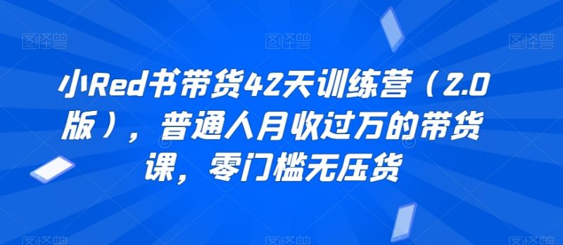 小Red书带货42天训练营(2.0版),普通人月收过万的带货课,零门槛无压货睿集资源栈-网赚项目-副业赚钱-互联网创业-资源整合睿集资源栈