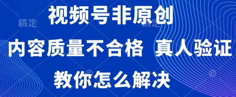 视频号非原创,内容质量不合格,真人验证,违规怎么解决睿集资源栈-网赚项目-副业赚钱-互联网创业-资源整合睿集资源栈