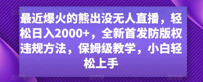 最近爆火的熊出没无人直播,轻松日入2000+,全新首发防版权违规方法睿集资源栈-网赚项目-副业赚钱-互联网创业-资源整合睿集资源栈