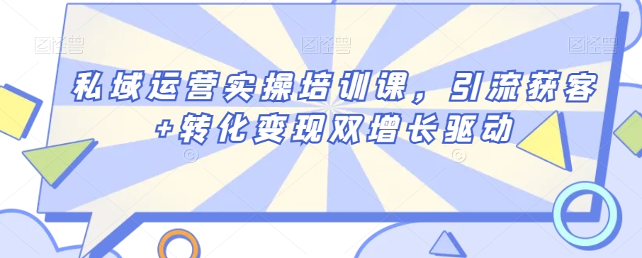 私域运营实操培训课，引流获客+转化变现双增长驱动睿集资源栈-网赚项目-副业赚钱-互联网创业-资源整合睿集资源栈