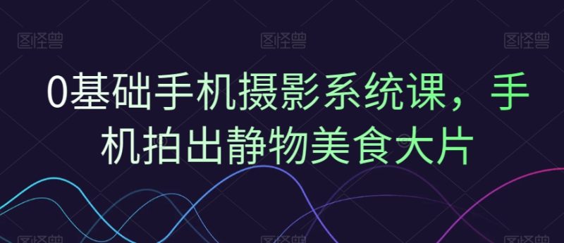 0基础手机摄影系统课,手机拍出静物美食大片睿集资源栈-网赚项目-副业赚钱-互联网创业-资源整合睿集资源栈