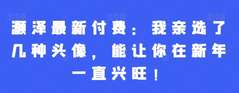 灏泽最新付费:我亲选了几种头像,能让你在新年一直兴旺!睿集资源栈-网赚项目-副业赚钱-互联网创业-资源整合睿集资源栈