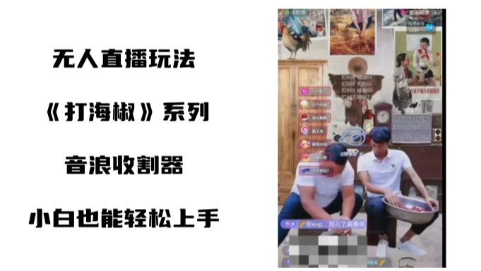 打海椒无人直播整蛊项目，小白轻松上手撸音浪收割器睿集资源栈-网赚项目-副业赚钱-互联网创业-资源整合睿集资源栈