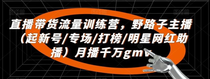 直播带货流量训练营,野路子主播(起新号/专场/打榜/明星网红助播)月播千万gmv睿集资源栈-网赚项目-副业赚钱-互联网创业-资源整合睿集资源栈