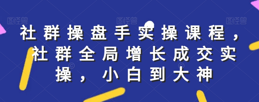 社群实操课程，社群全局增长成交实操，小白到大神睿集资源栈-网赚项目-副业赚钱-互联网创业-资源整合睿集资源栈