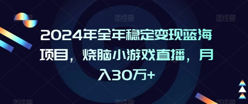 2024年全年稳定变现蓝海项目,烧脑小游戏直播,月入30万+睿集资源栈-网赚项目-副业赚钱-互联网创业-资源整合睿集资源栈