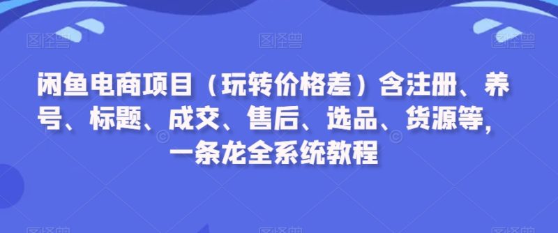 闲鱼电商项目(玩转价格差)含注册、养号、标题、成交、售后、选品、货源等,一条龙全系统教程睿集资源栈-网赚项目-副业赚钱-互联网创业-资源整合睿集资源栈